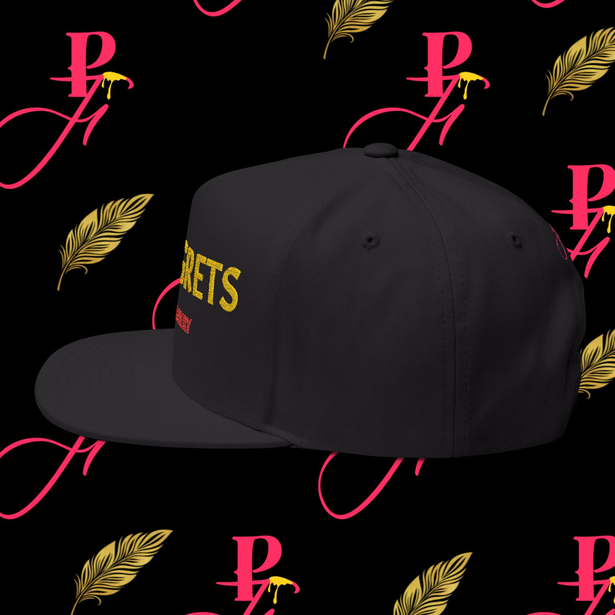 NO REGRETS Embroidered Flat Bill Cap | Phat Fuk Eatery Merchandise | A J Lea Designs Production