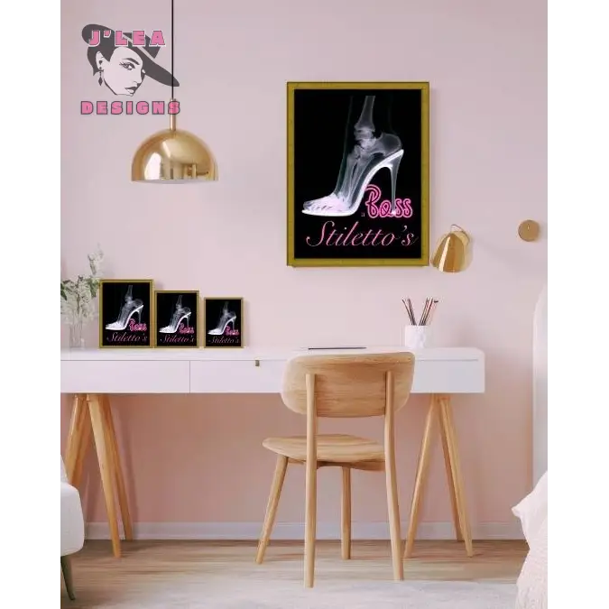 Boss in Stilettos Digital Art Print Lifestyle Mockup Image - Download and Print Art by J'Lea Designs Creative Studio