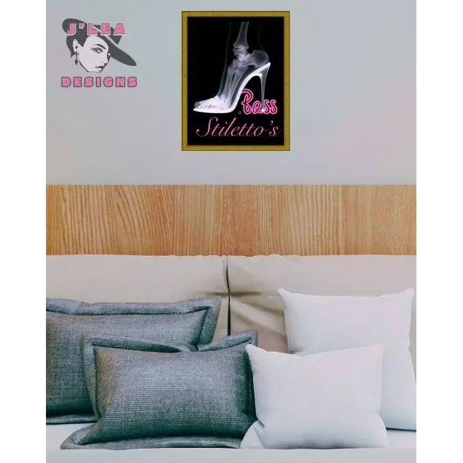 Boss in Stilettos Digital Art Print Lifestyle Mockup Image - Download and Print Art by J'Lea Designs Creative Studio