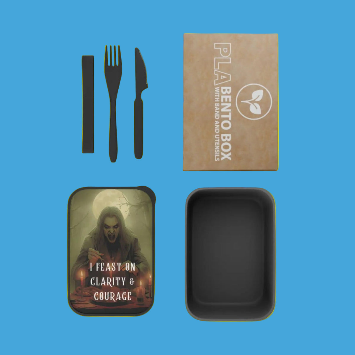 Limited Edition - Bento of the Blood Moon - Gothic Bento Box with Utensils by J’Lea Designs - Perfect for Halloween
