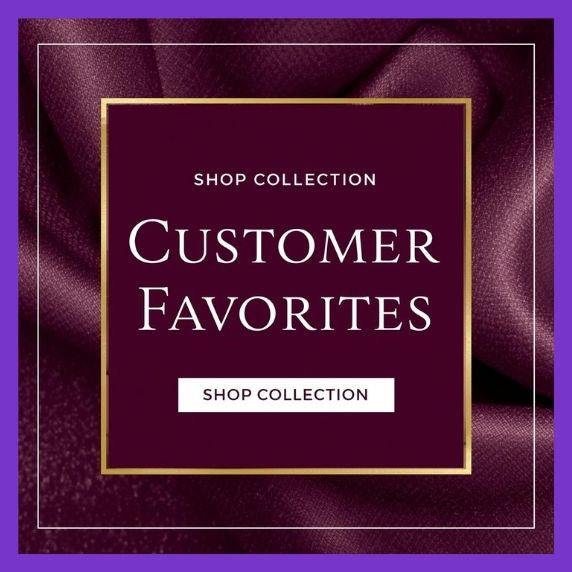 Burgundy Fabric background with text overlay reading Shop Collection Customer Favorites Shop Collection