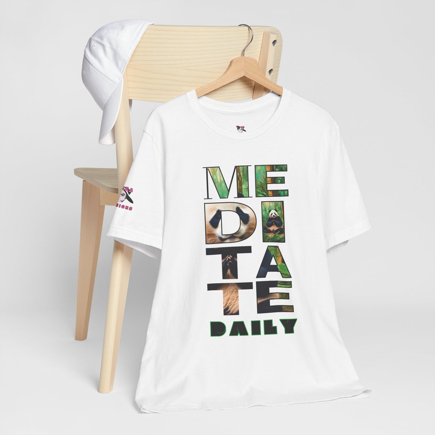 MEDITATE DAILY | Panda | Typography Design | Adult | Unisex | Bella Canvas Jersey Tee