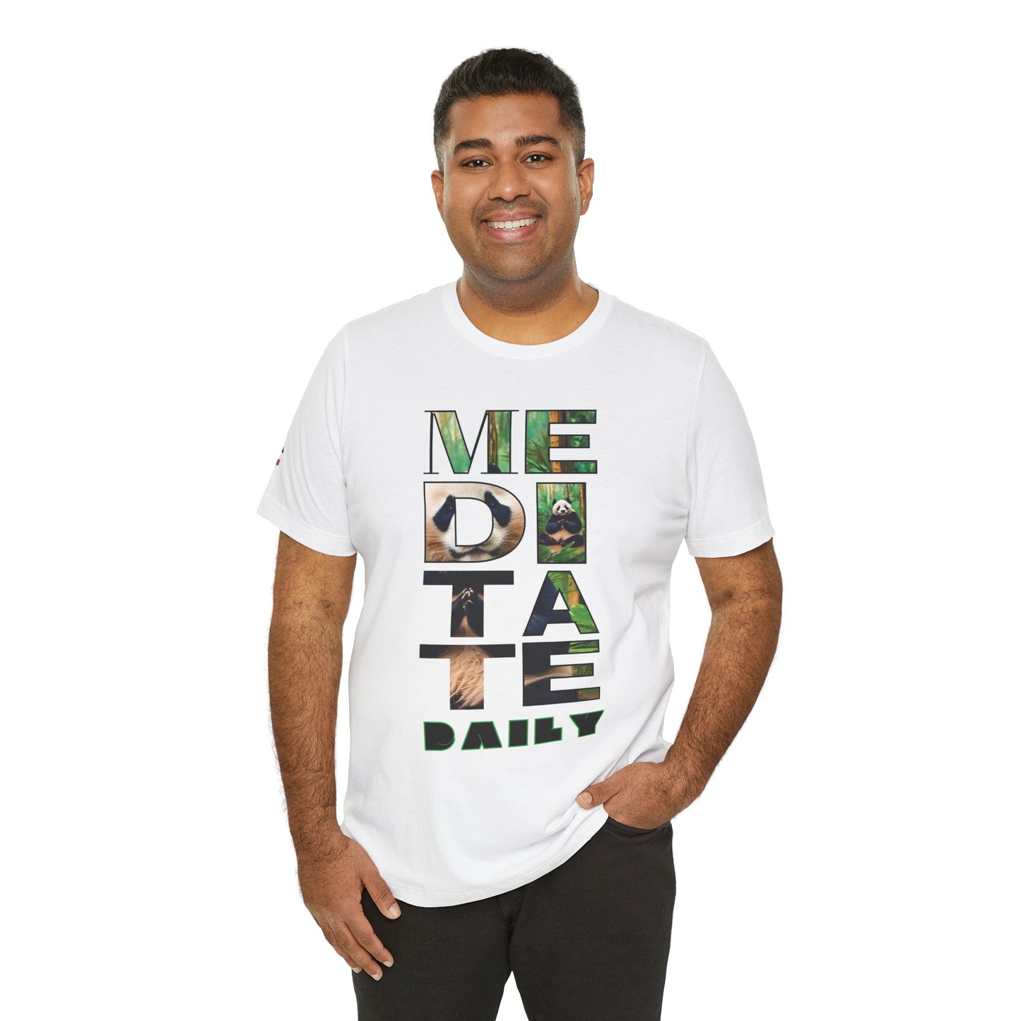 MEDITATE DAILY | Panda | Typography Design | Adult | Unisex | Bella Canvas Jersey Tee
