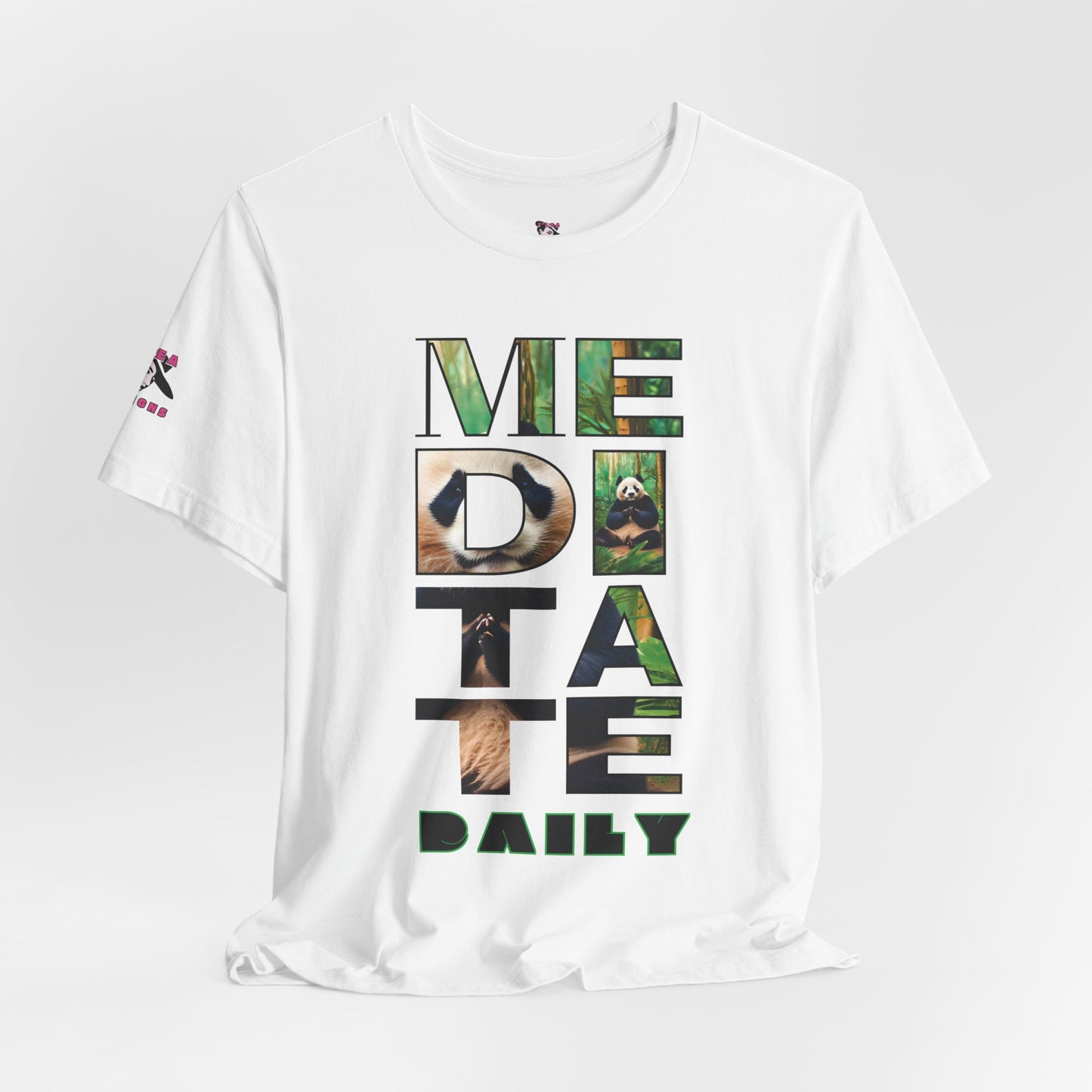 MEDITATE DAILY | Panda | Typography Design | Adult | Unisex | Bella Canvas Jersey Tee