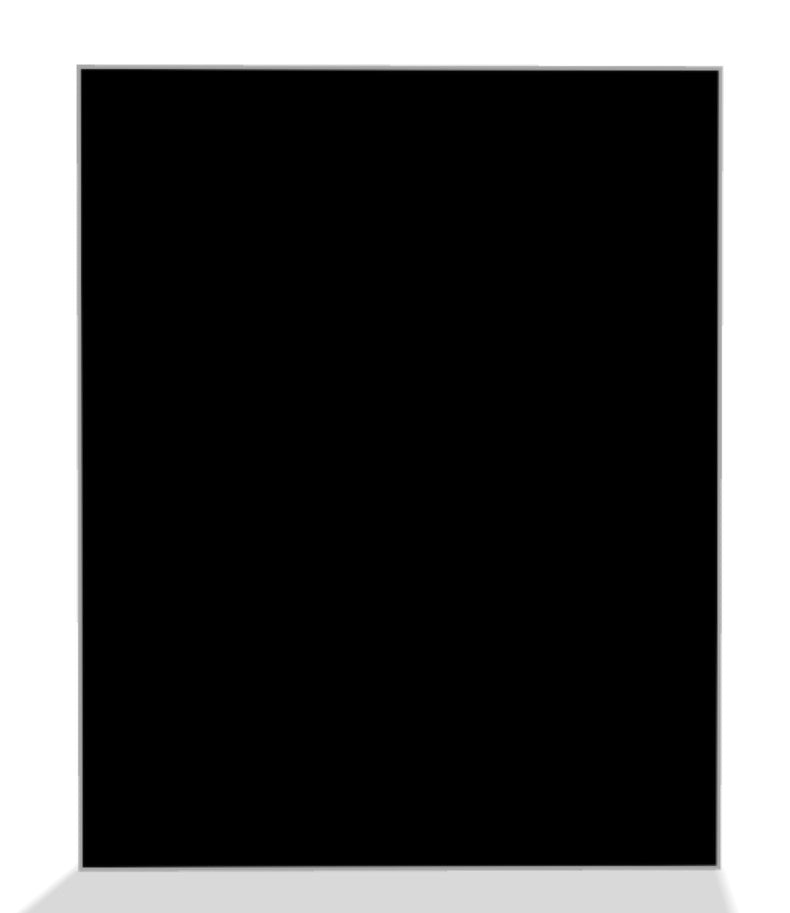 Solid black square on a white background depicting a back cover on the finished printed canvas.