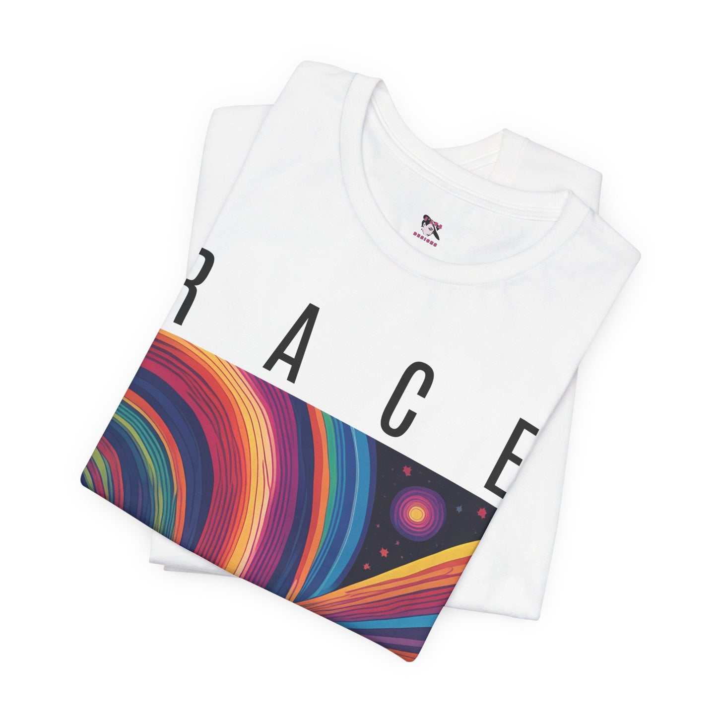 RACE | Psychedelic Themed | AI-generated Race Car | Adult | Unisex | Bella Canvas Jersey Tee