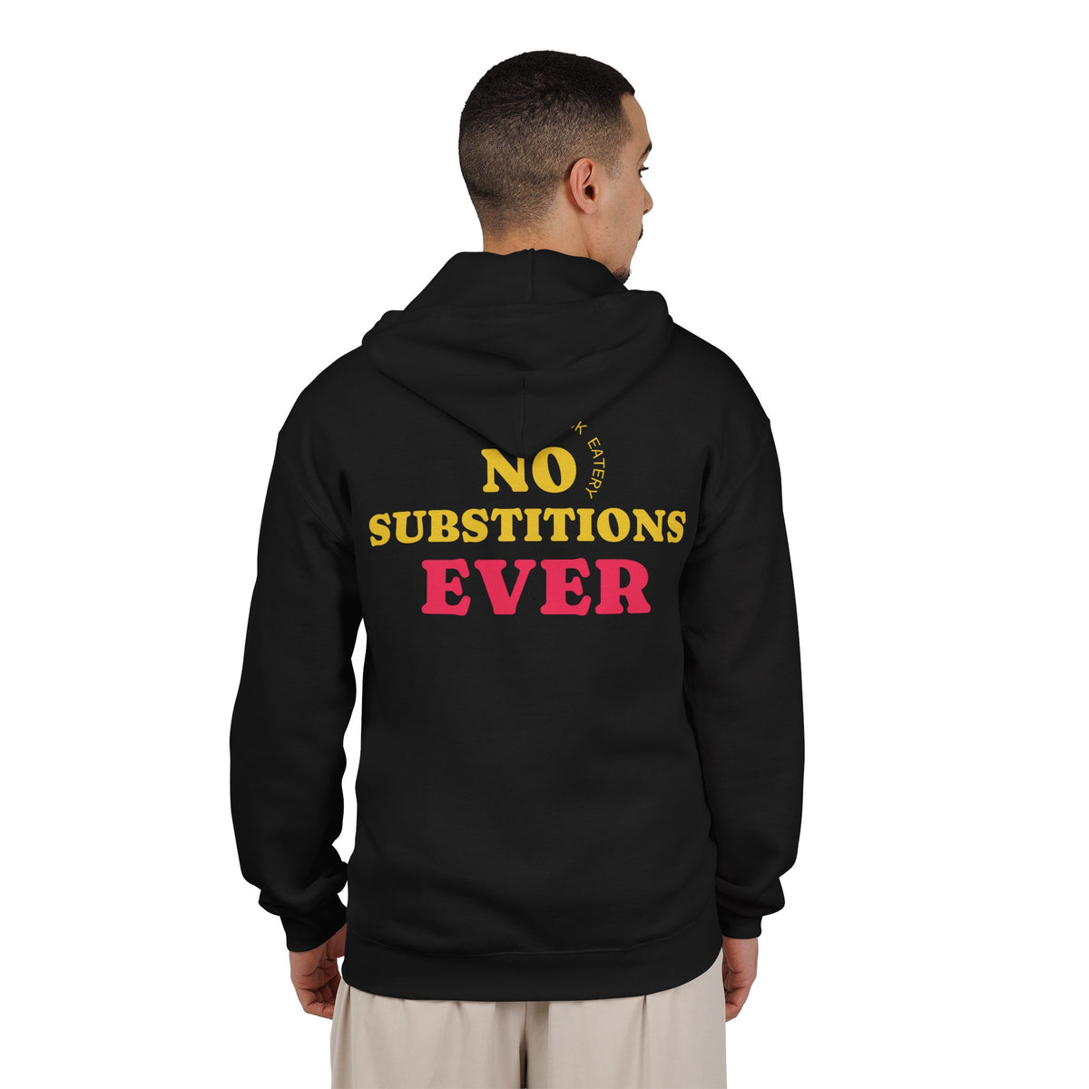 No Substitutions Ever | Phat Fuk Eatery | Bold Retro Graphic Full-Zip Hoodie | J Lea Designs