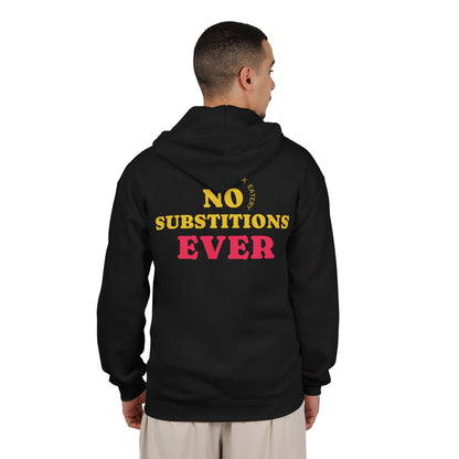 No Substitutions Ever | Phat Fuk Eatery | Bold Retro Graphic Full-Zip Hoodie | J Lea Designs