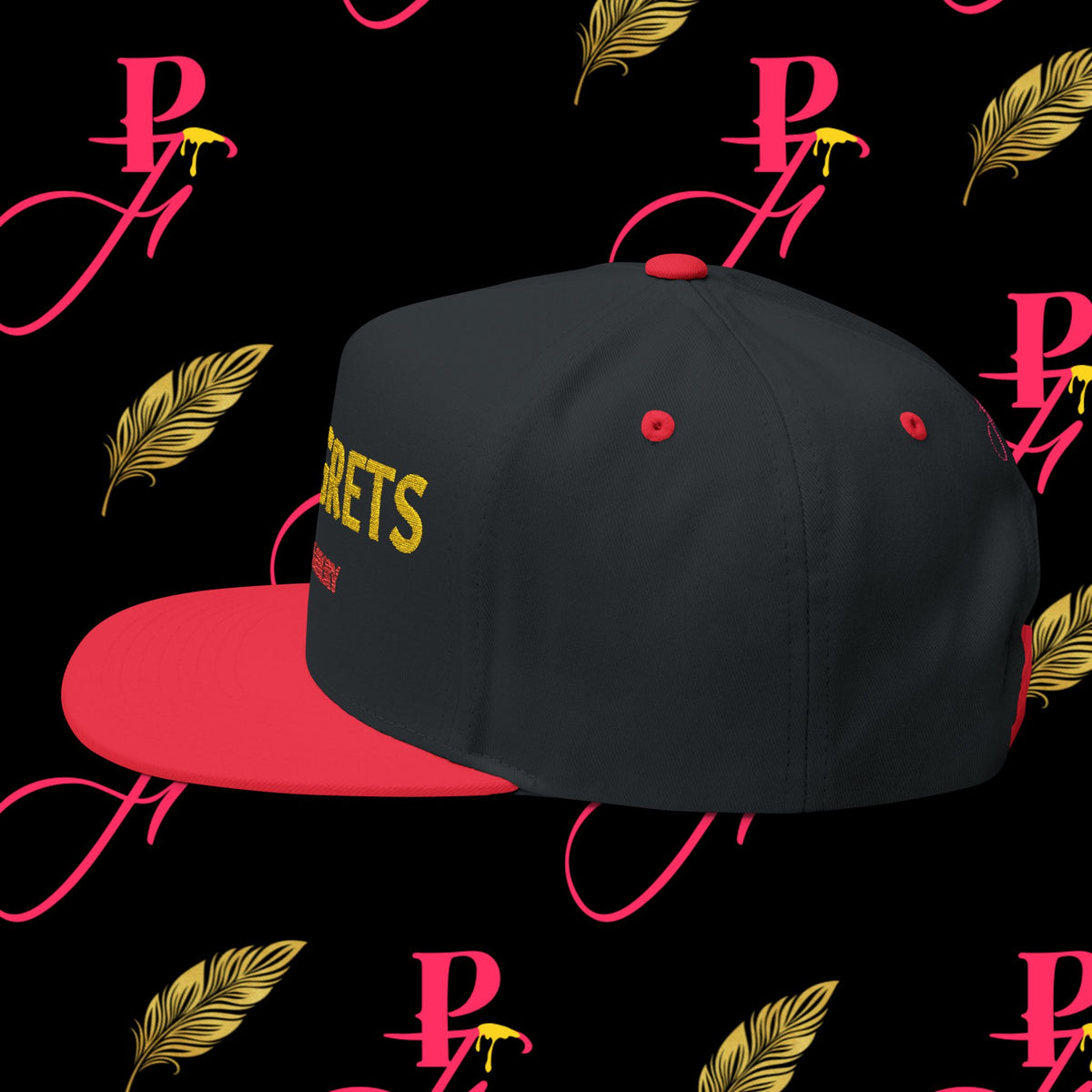 NO REGRETS Embroidered Flat Bill Cap | Phat Fuk Eatery Merchandise | A J Lea Designs Production