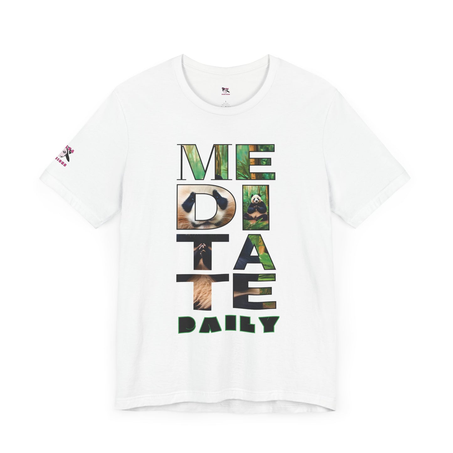 MEDITATE DAILY | Panda | Typography Design | Adult | Unisex | Bella Canvas Jersey Tee