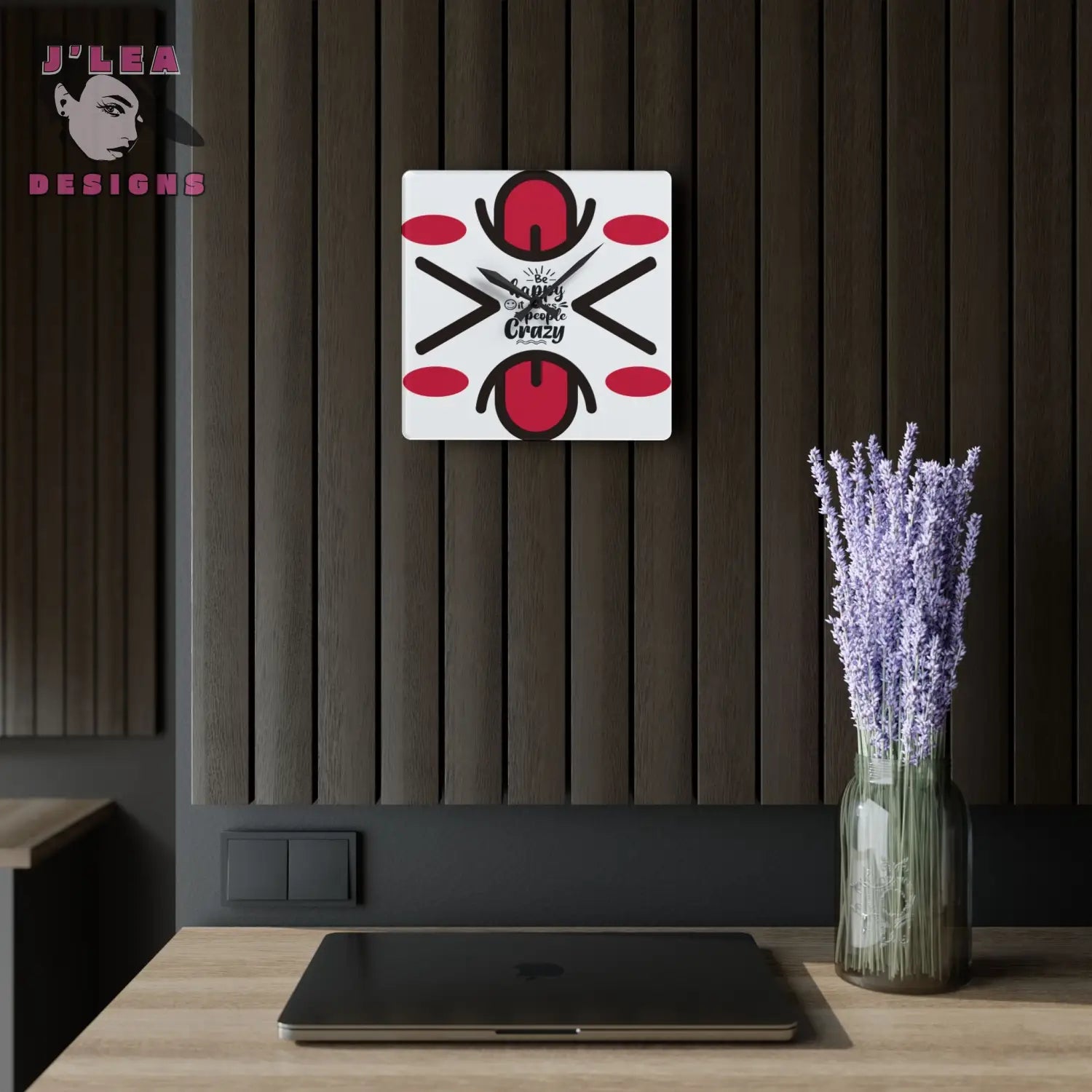 Be Happy Timekeeper by J Lea Designs | Square Acrylic Wall Clock - Jody Cunningham