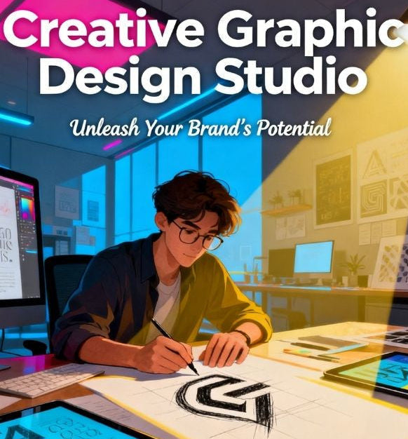 Person working on graphic design in a modern office with digital tools.