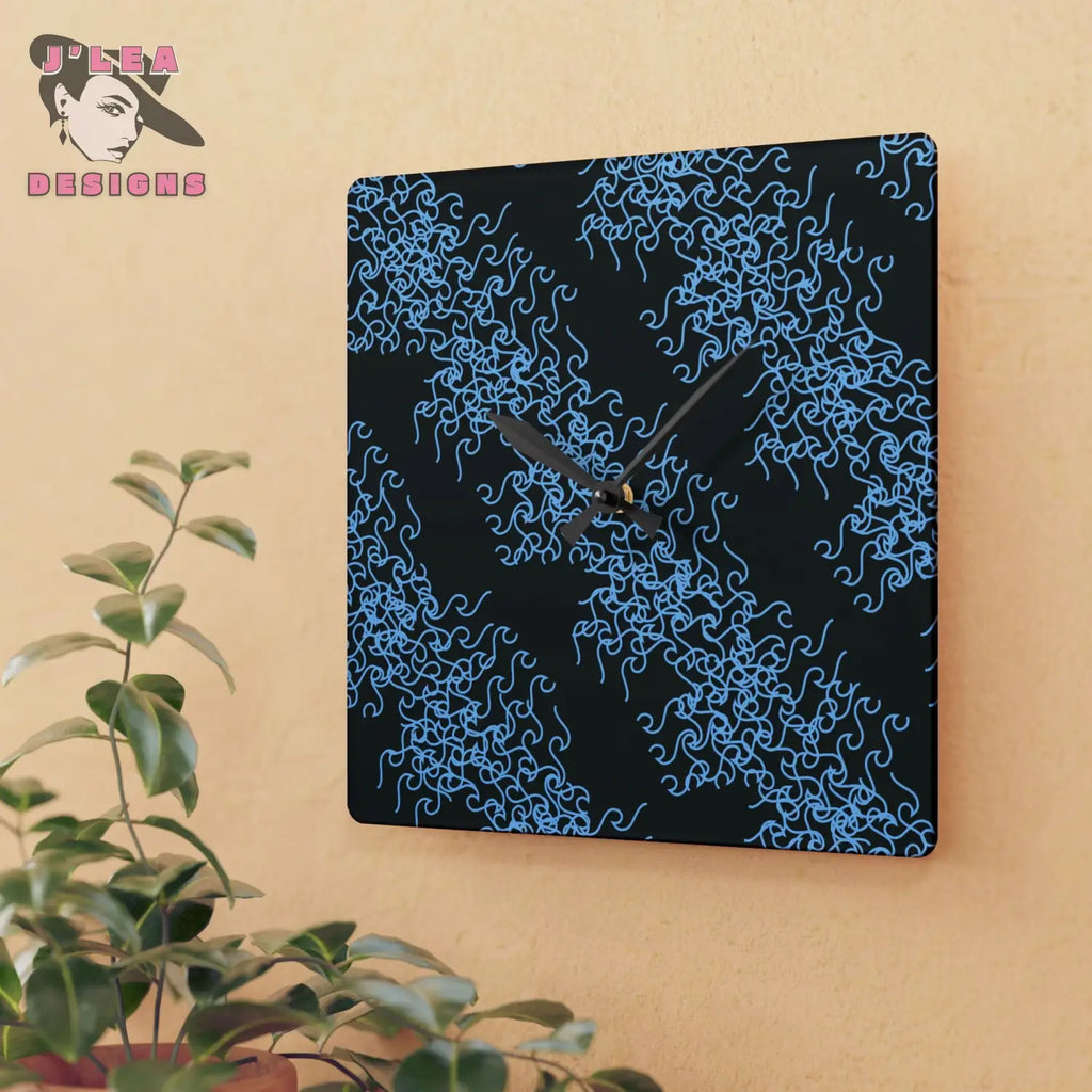 Curly Current - Timekeeper by J Lea Designs | Square Acrylic Wall Clock - Jody Cunningham
