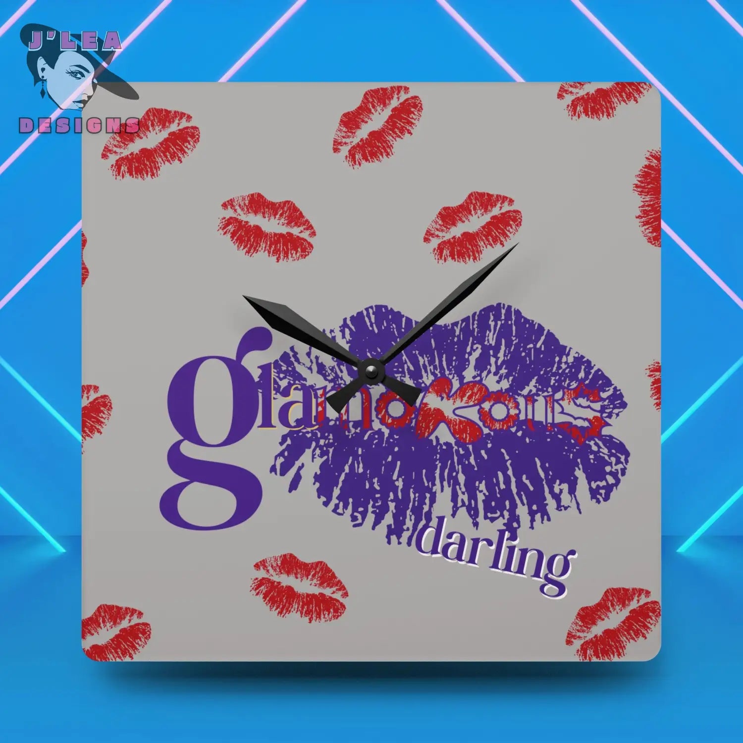 Glamorous Darling - Timekeeper by J'Lea Designs | Square Acrylic Wall Clock - Jody Cunningham
