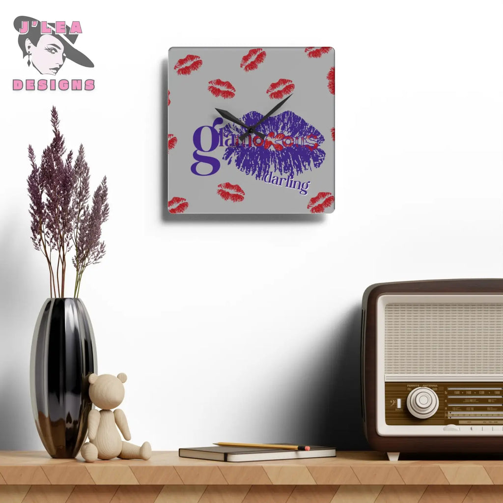 Glamorous Darling - Timekeeper by J Lea Designs | Square Acrylic Wall Clock - Jody Cunningham