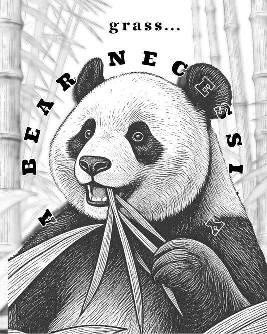 Grass is A Bear Necessity - Printable Black & White Animal Print - J Lea Designs