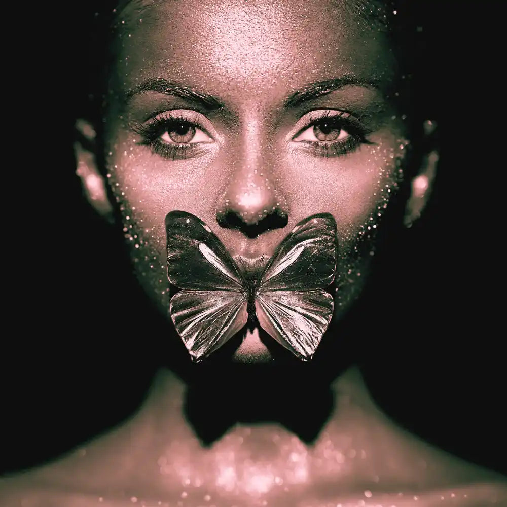 Woman's face with butterfly