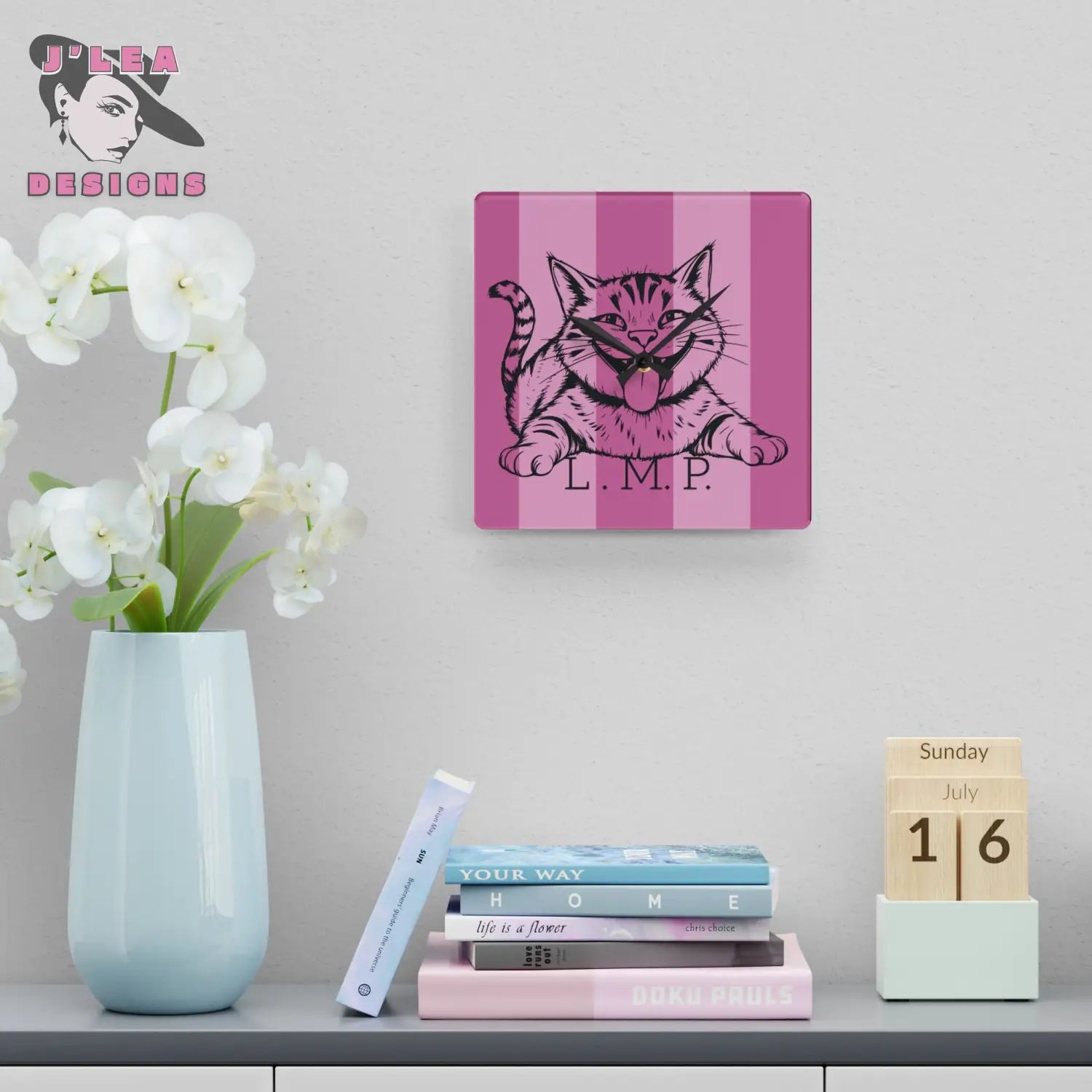 L.M.P. Timekeeper by J Lea Designs | Square Acrylic Wall Clock - Jody Cunningham