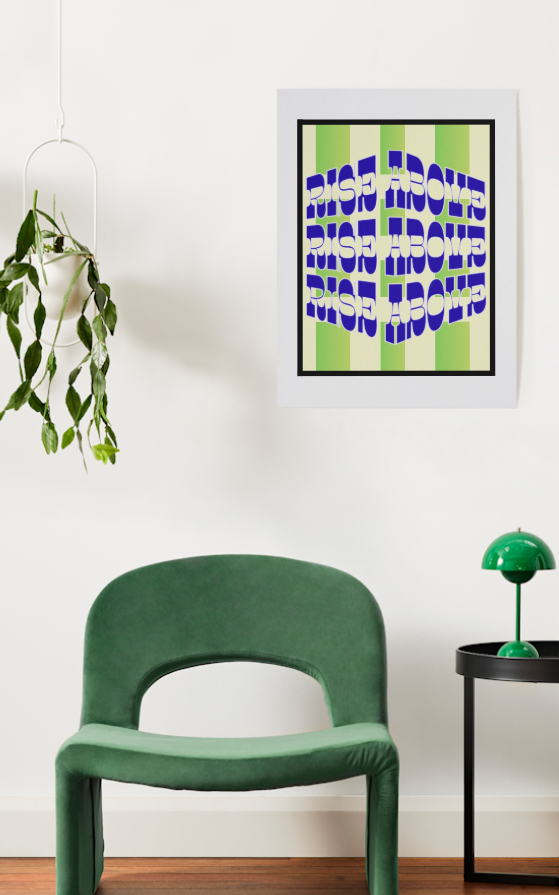 Rise Above - Retro Stripe Edition - Digital Art Print by J'Lea Designs