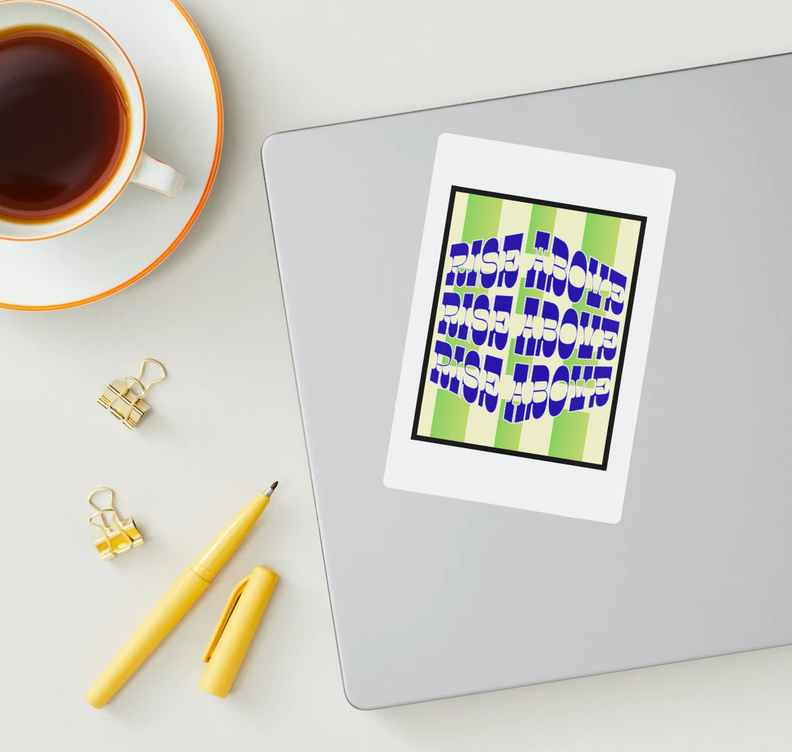 Rise Above - Retro Stripe Edition - Digital Art Print by J'Lea Designs