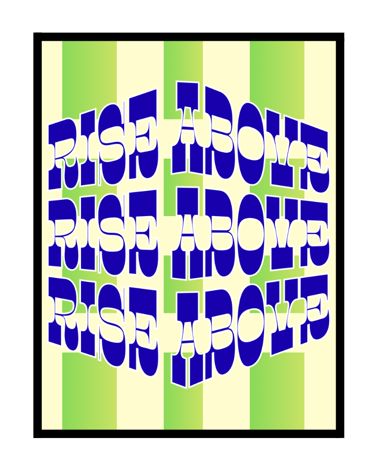 Rise Above - Retro Stripe Edition - Digital Art Print by J'Lea Designs