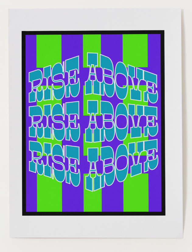 Rise Above - Turquoise Optical Affirmation Digital Art Print by J'Lea Designs
