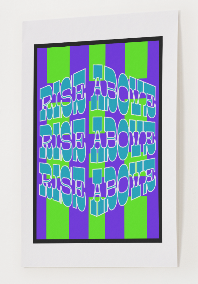 Rise Above - Turquoise Optical Affirmation Digital Art Print by J'Lea Designs
