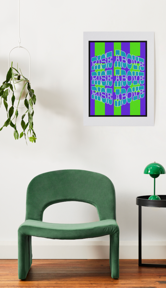 Rise Above - Turquoise Optical Affirmation Digital Art Print by J'Lea Designs