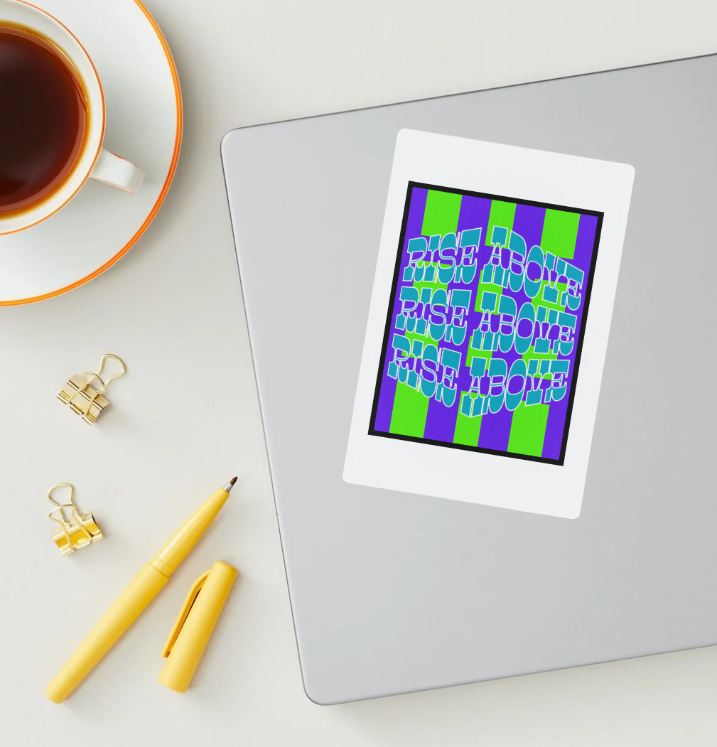 Rise Above - Turquoise Optical Affirmation Digital Art Print by J'Lea Designs