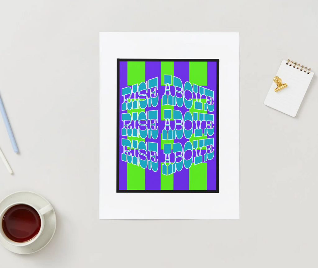 Rise Above - Turquoise Optical Affirmation Digital Art Print by J'Lea Designs