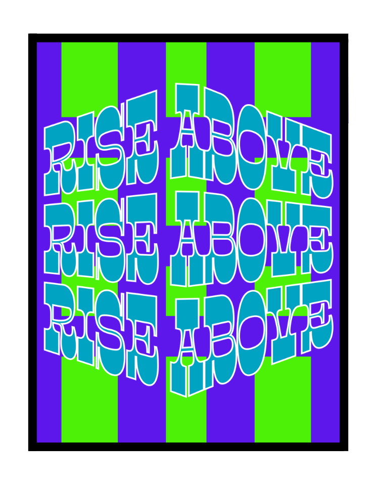 Rise Above - Turquoise Optical Affirmation Digital Art Print by J'Lea Designs