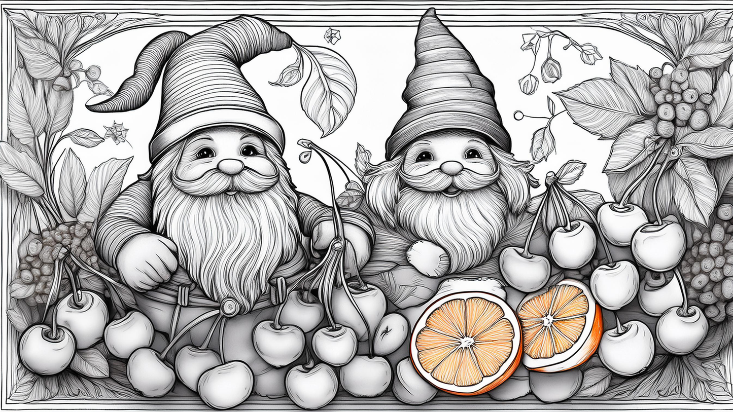 Whimsical Gnome Harvest | Page 1 | Coloring Page