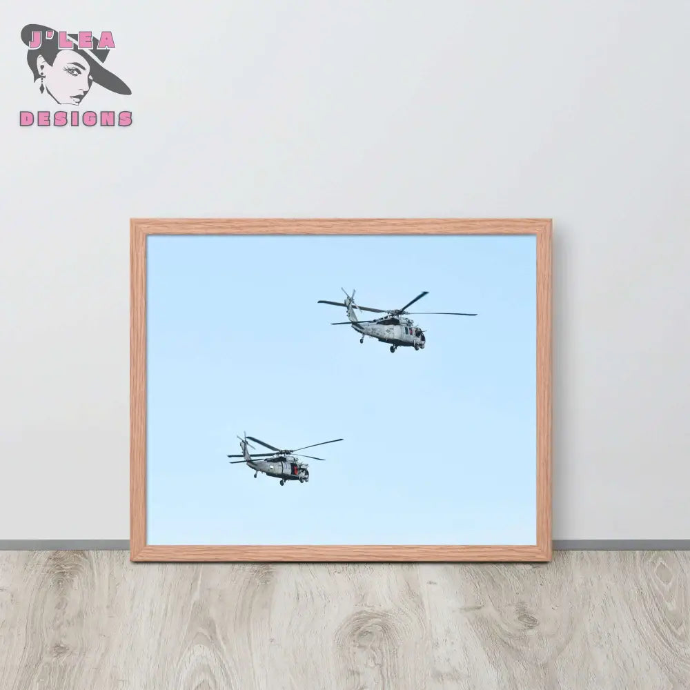 Aerial Guardians: Military Helicopters in Flight | Framed Photography Print - J'Lea Designs