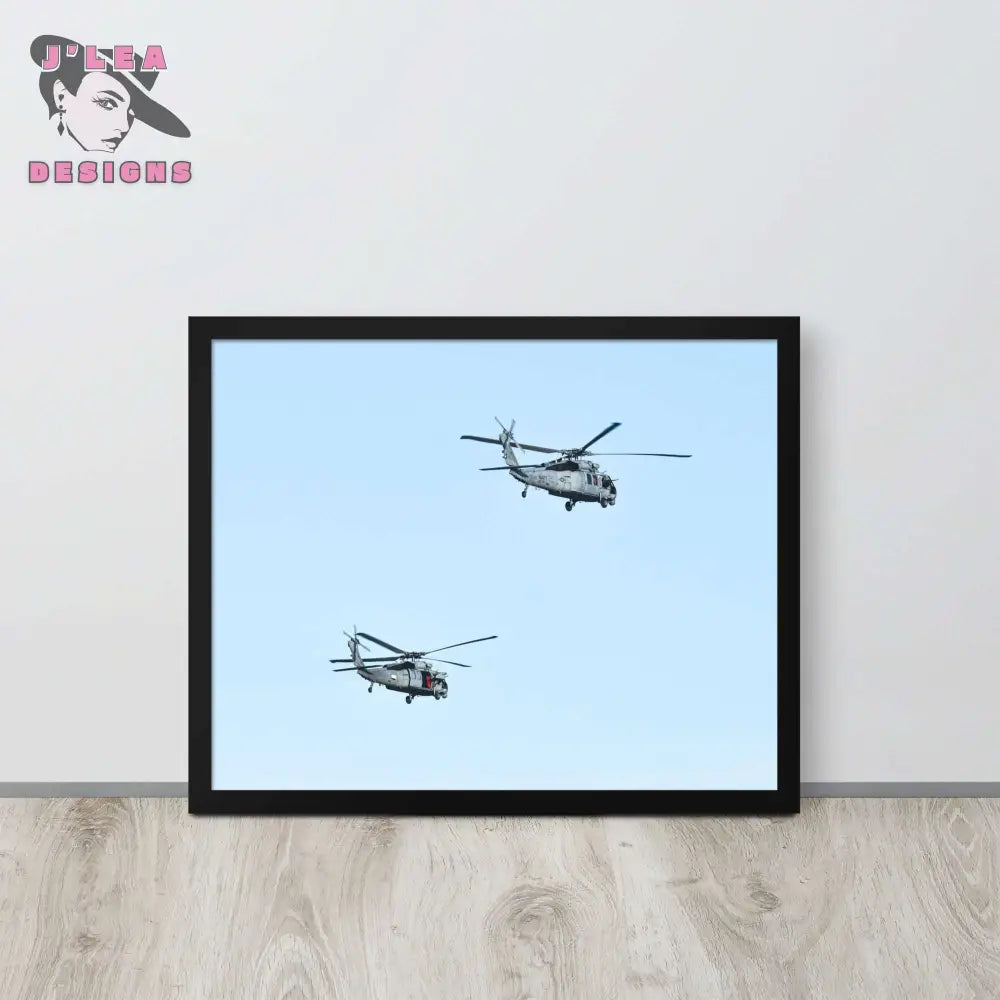 Aerial Guardians: Military Helicopters in Flight | Framed Photography Print - J'Lea Designs