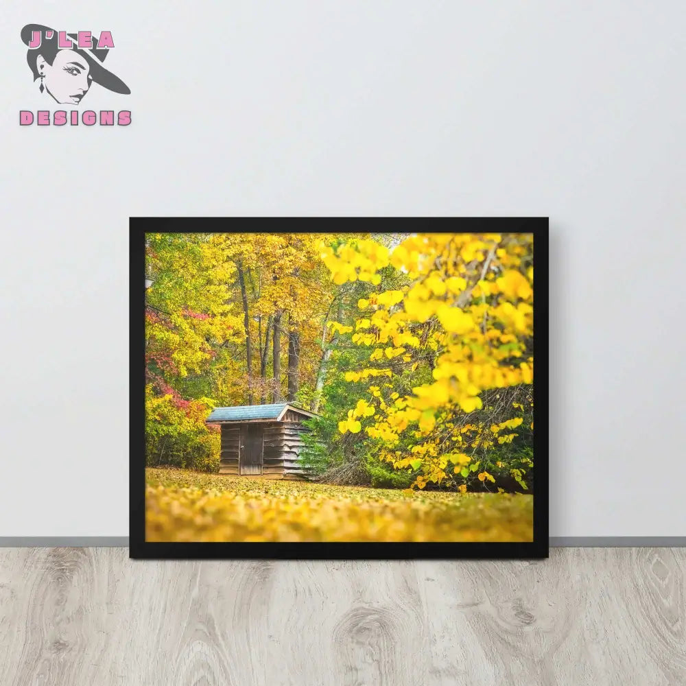 Autumn Serenity: Forest Cabin | Framed Photography Print - J'Lea Designs
