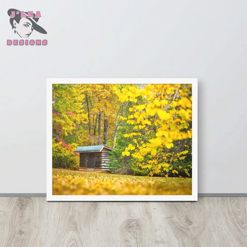 Autumn Serenity: Forest Cabin | Framed Photography Print - J'Lea Designs