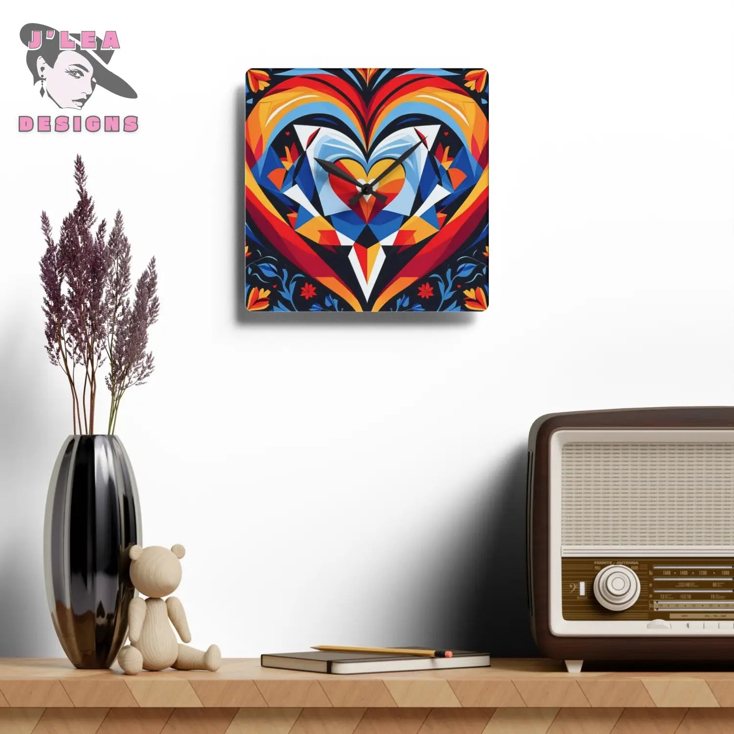 Bold Acrylic Wall Clock for Passionate Living 10.75’’ × 10.75’’ (Square) Home Decor
