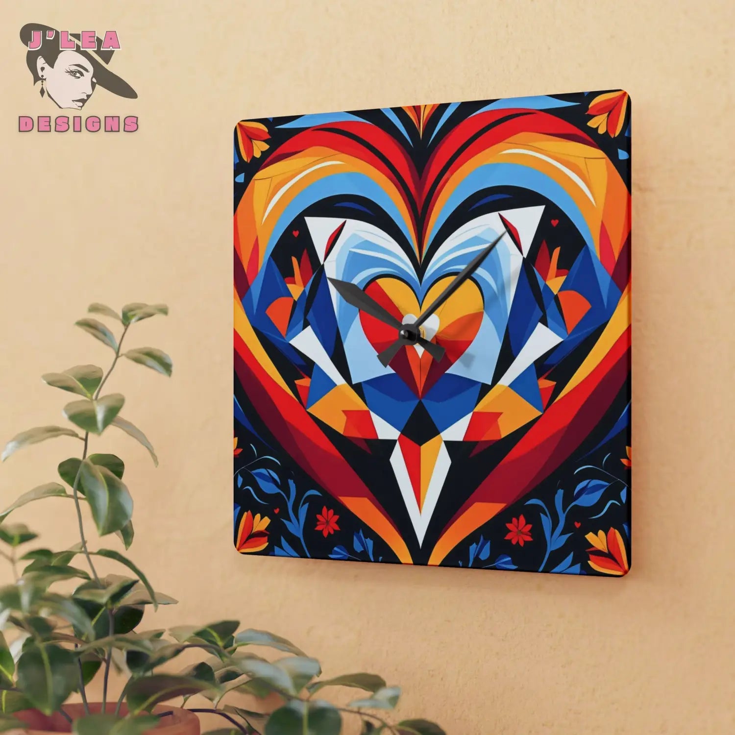 Bold Acrylic Wall Clock for Passionate Living 10.75’’ × 10.75’’ (Square) Home Decor