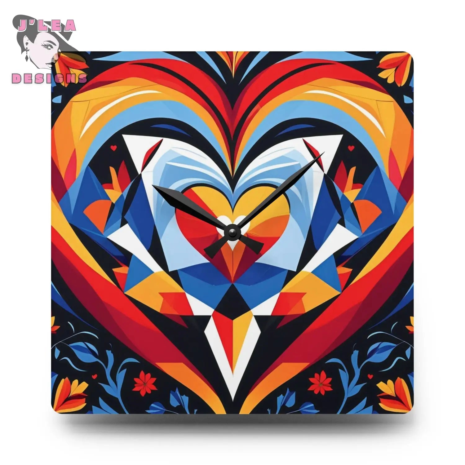 Bold Acrylic Wall Clock for Passionate Living 10.75’’ × 10.75’’ (Square) Home Decor