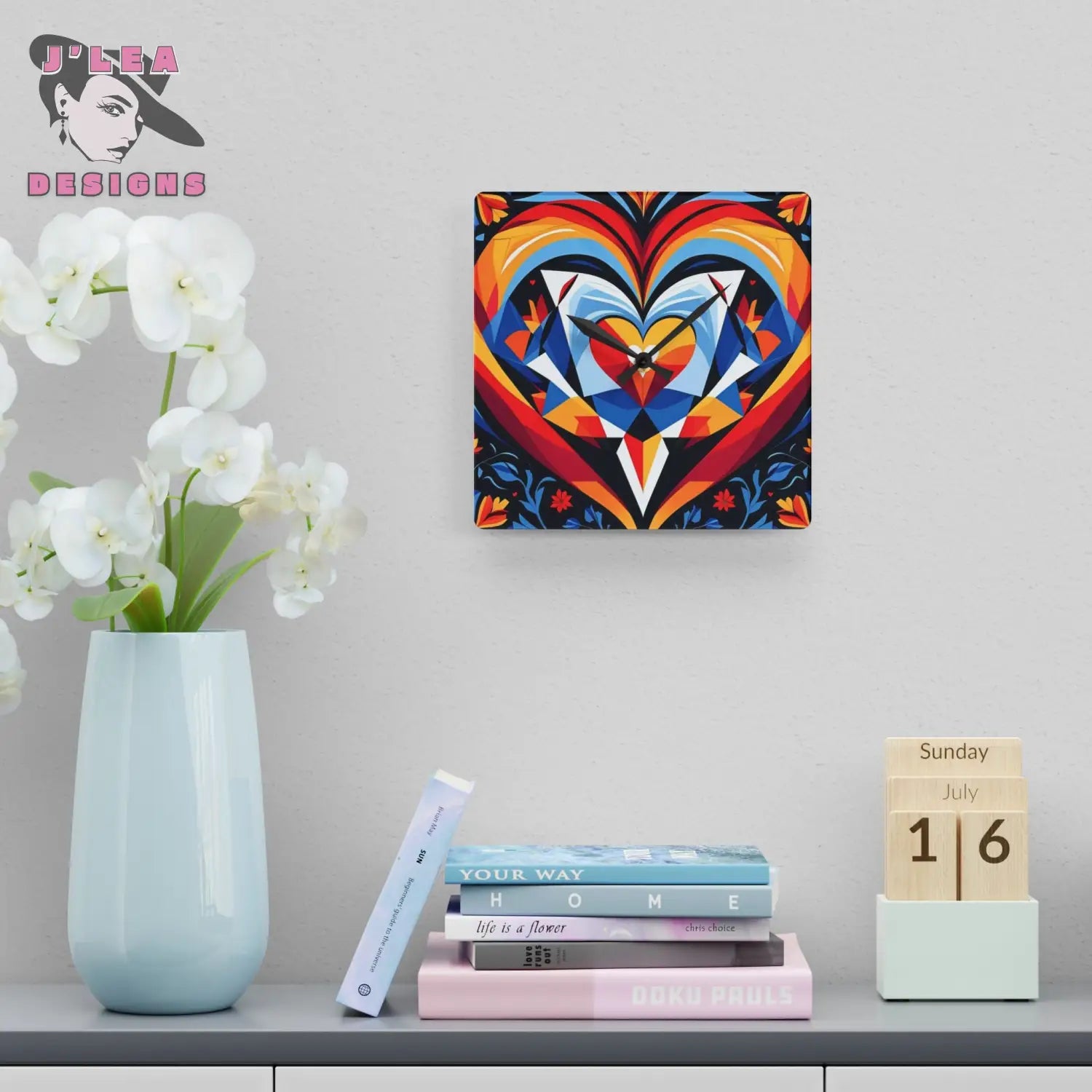 Bold Acrylic Wall Clock for Passionate Living 10.75’’ × 10.75’’ (Square) Home Decor