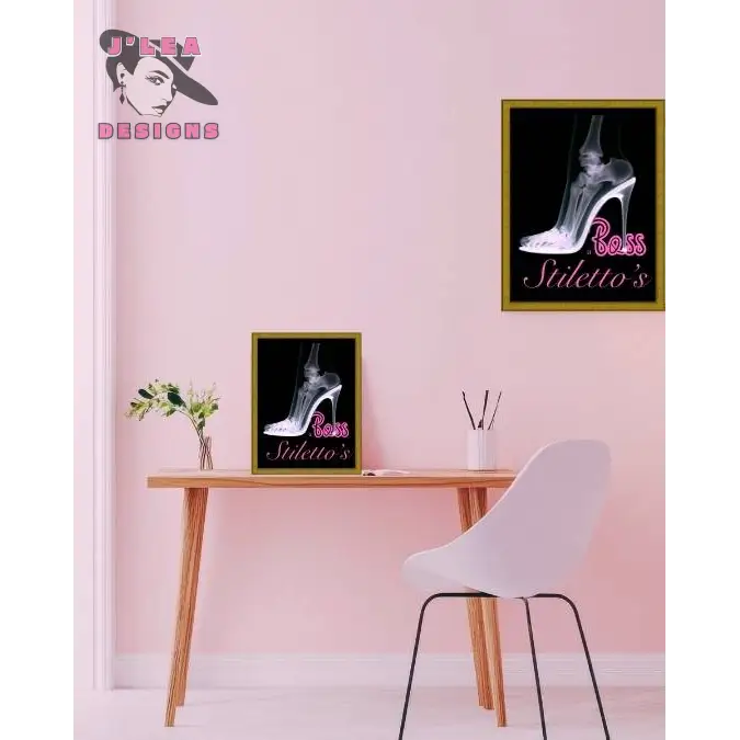 Boss in Stilettos Digital Art Print Lifestyle Mockup Image - Download and Print Art by J'Lea Designs Creative Studio