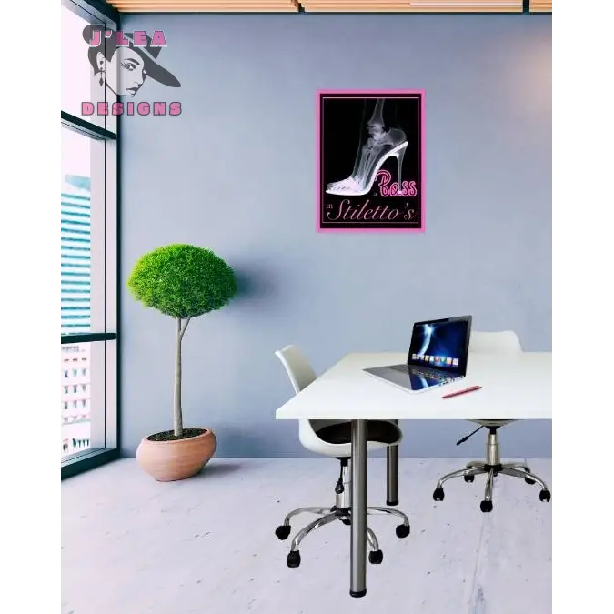 Boss in Stilettos Digital Art Print Lifestyle Mockup Image - Download and Print Art by J'Lea Designs Creative Studio