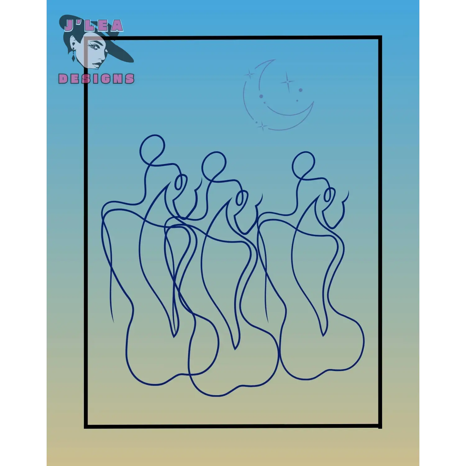 Celestial Sisters Line Art Print Divine Feminine Artwork - Download and Print Art