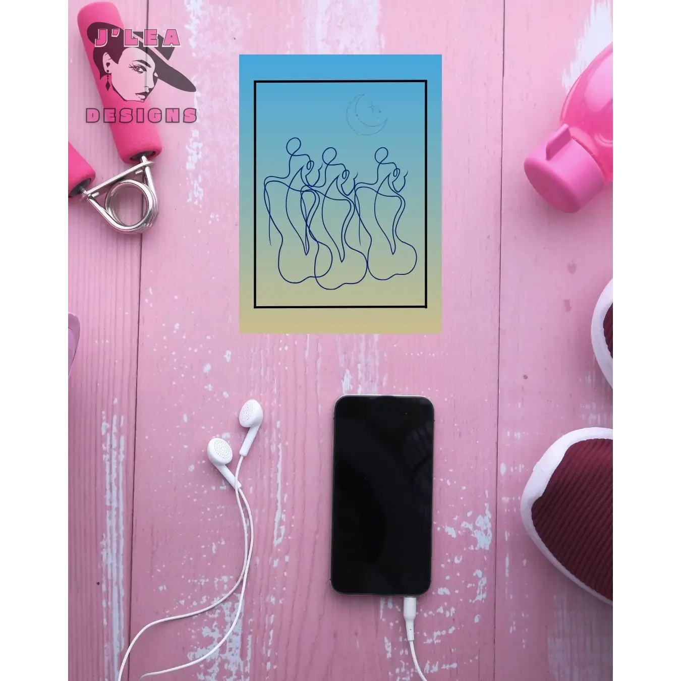 Celestial Sisters Line Art Print Divine Feminine Artwork - Download and Print Art