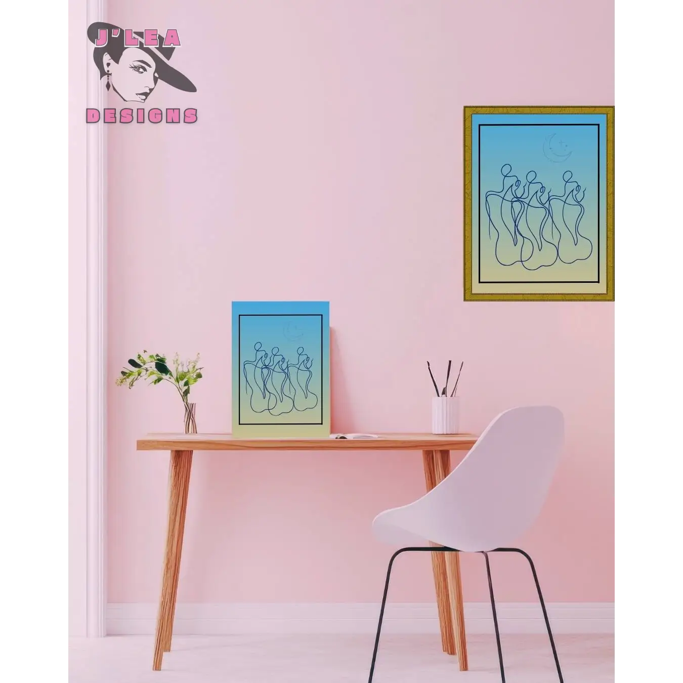 Celestial Sisters Line Art Print Divine Feminine Artwork - Download and Print Art