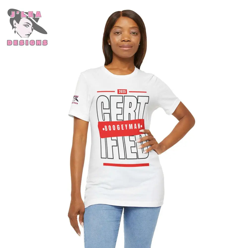CERTIFIED BOOGEYMAN | Adult Unisex Jersey Tee | Typography Design | Statement Shirt - J'Lea Designs