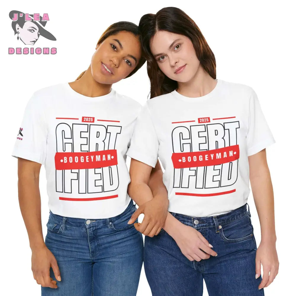 CERTIFIED BOOGEYMAN | Adult Unisex Jersey Tee | Typography Design | Statement Shirt - J'Lea Designs