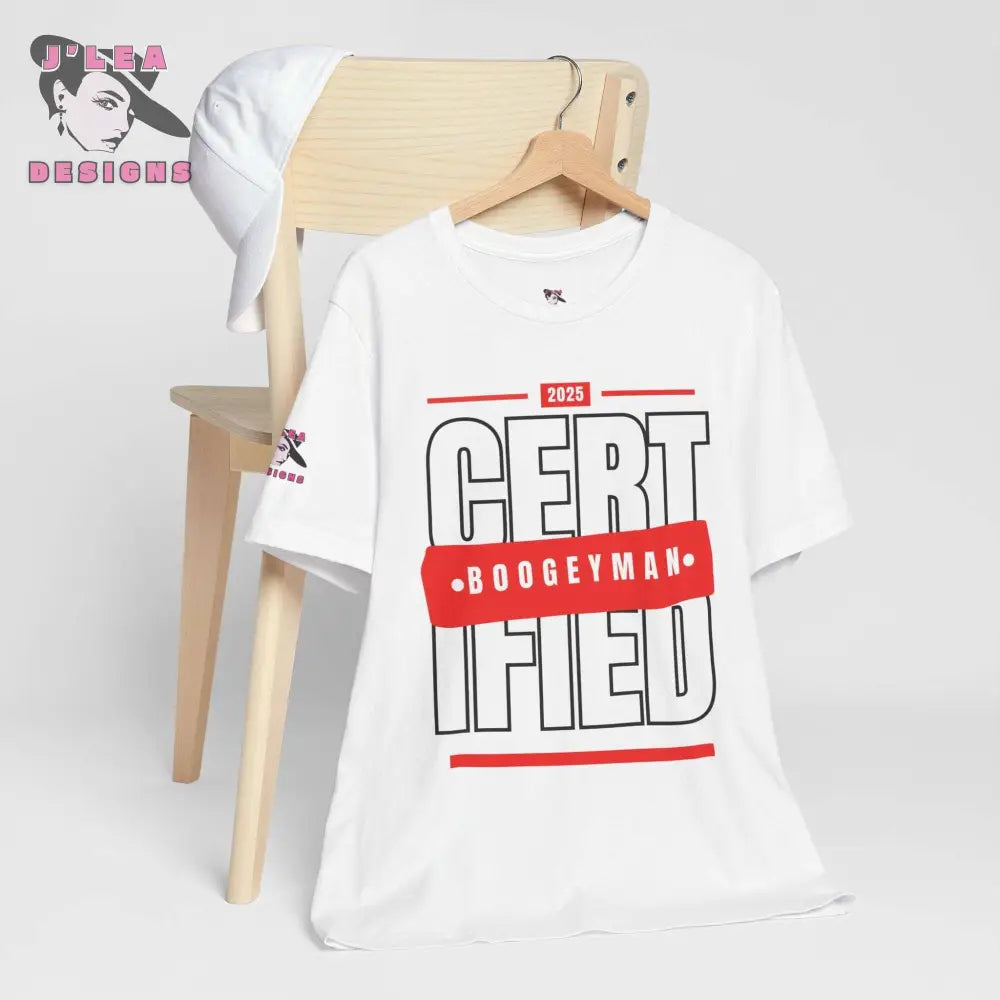 CERTIFIED BOOGEYMAN | Adult Unisex Jersey Tee | Typography Design | Statement Shirt - J'Lea Designs