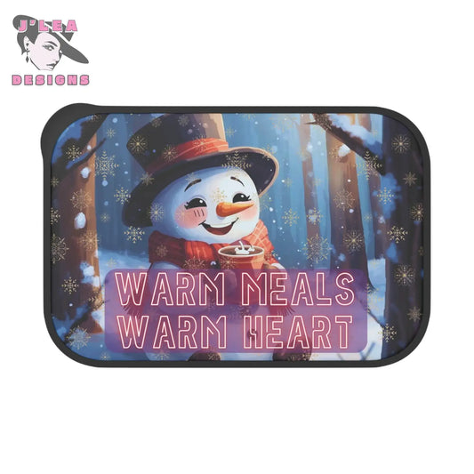 Cozy Snowman Bento Box by J’Lea Designs – Limited-Edition with Printed Affirmation for Heartfelt Nourishment - Black