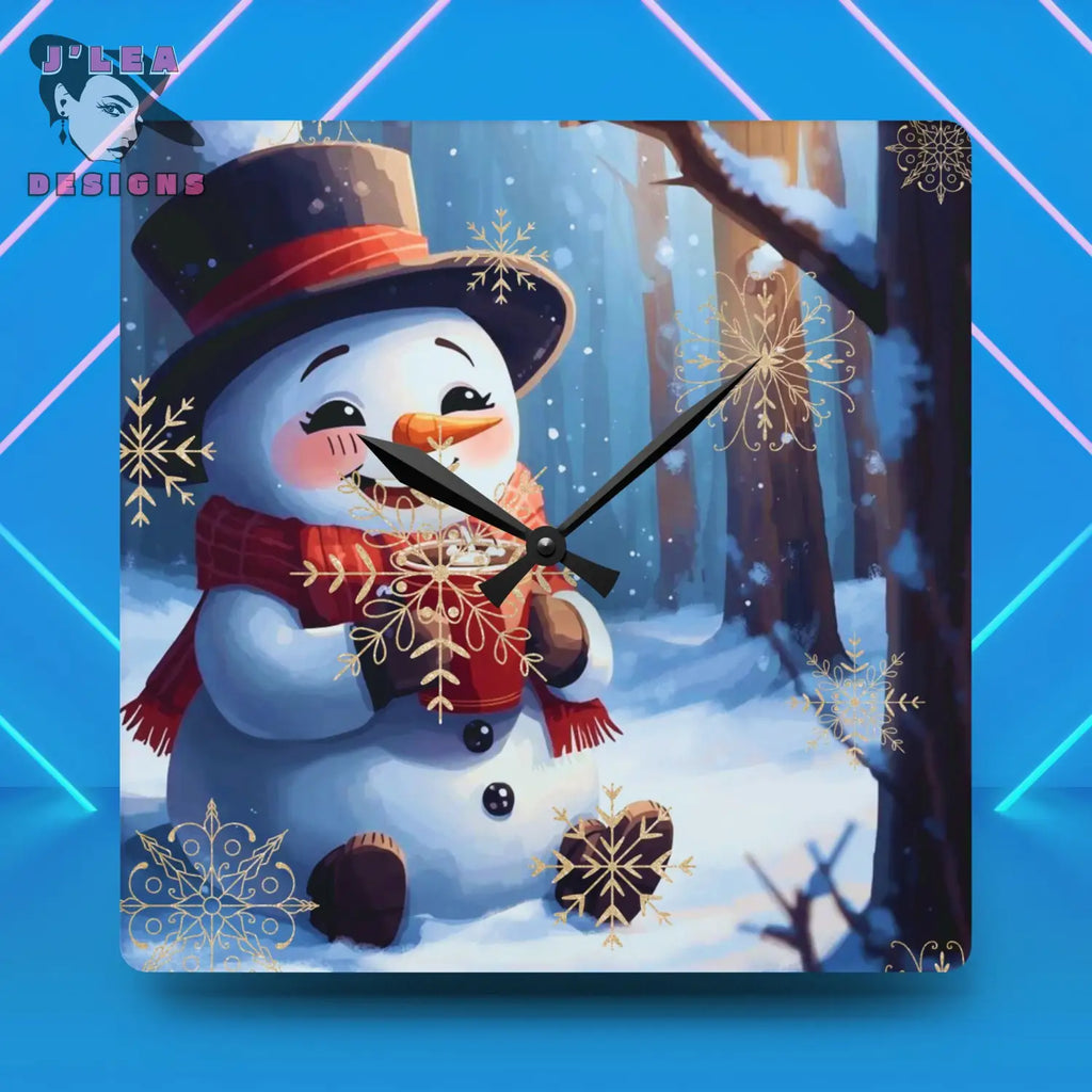 Cozy Snowman Timekeeper by J’Lea Designs - December’s Limited-Edition Acrylic Wall Clock for Winter Joy and Presence